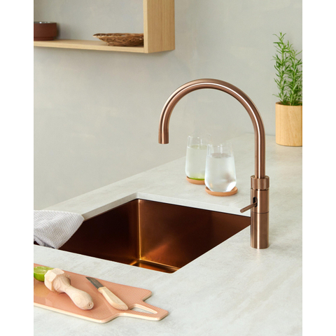 Quooker Fusion Round kokendwaterkraan - draaibare uitloop - Combi+ reservoir - Warm / kokend water - Rosé Koper SW968356
