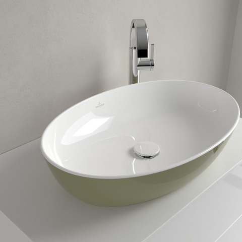 Villeroy & Boch Artis opzetwastafel - 61x41cm - zonder kraangat - zonder overloop - Sage Green (glans groen) SW644081