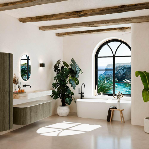 MONDIAZ THOR-DLUX Meuble de salle de bains 140cm arrondi gauche + droite couleur Shadow avec 1 tiroir et 2 portes. Vasque suspendue CLOUD Milieu sans trou de robinet couleur Ostra. SW1464478