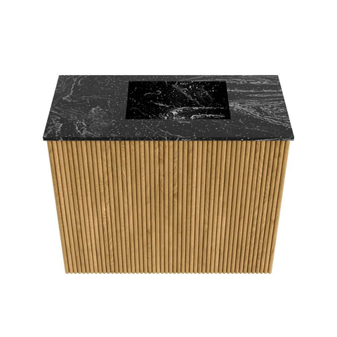 Mondiaz JOYA-DLUX 50cm toiletmeubel - kleur Oak - Wastafel FAYE positie Rechts 1 kraangat kleur Lava. SW1422027