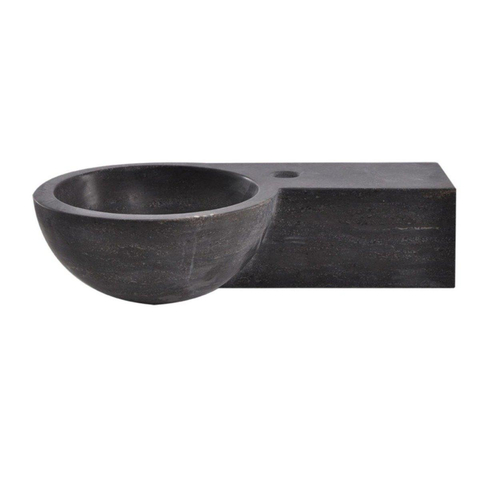 Wiesbaden B-stone fonteinset – rond – 40x23x10 cm – hardsteen zwart – kraangat rechts – mat zwarte kraan SW794631