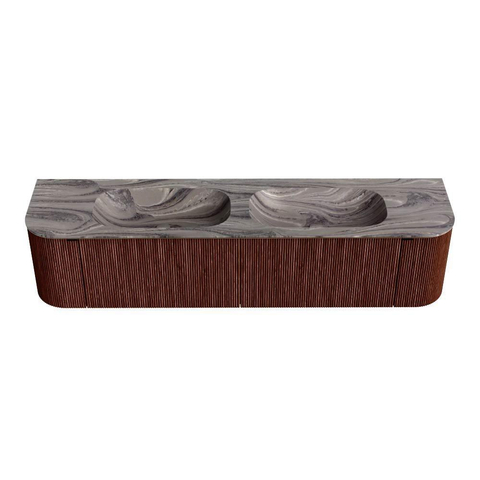 MONDIAZ KURVE-DLUX 190cm badmeubel ronding Links + Rechts kleur Ruby met 2 lades en 2 deuren. Wastafel STOR SMALL Dubbel zonder kraangat Sombra. SW1433997