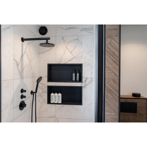 BRAUER Black Edition inbouw regendoucheset – Ø20 cm hoofddouche – 40 cm rechte wandarm – ronde handdouche – vaste douchehouder SW486506