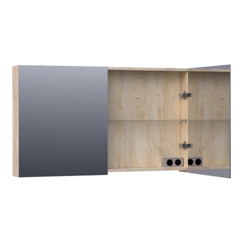 BRAUER Impress armoire de toilette – 119 x 70 x 15 cm – 2 portes, portes-miroir double face – Forest Wheat SW393101