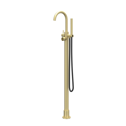 IVY Concord Mitigeur de bain autoportant - bec pivotant - 150cm - Flexible de douche - Douchette barre - RVS316 - or mat brossé PVD SW1031192