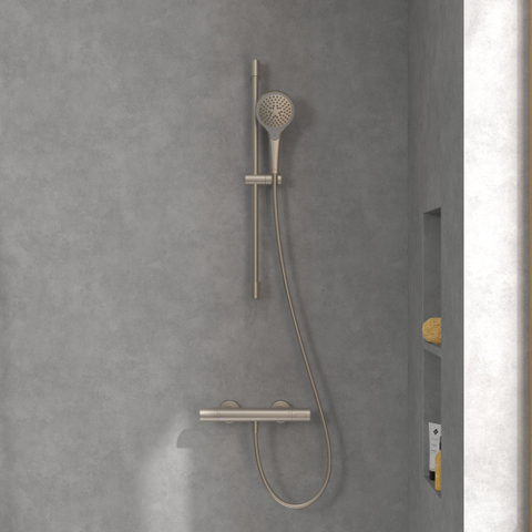 Villeroy & Boch Verve Showers Glijstangset - met drie functies - voor wandmontage - Brushed Nickel (rvs) SW974376