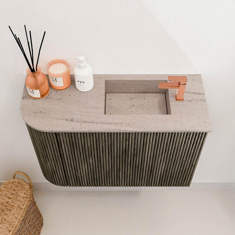 Mondiaz JOYA-DLUX 61.6cm toiletmeubel - ronding links kleur Shadow - Wastafel FAYE positie Rechts 1 kraangat kleur Saba. SW1426256