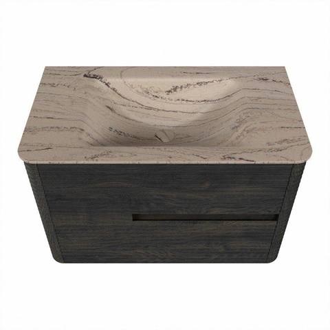 Mondiaz CIRO-DLUX Meuble de salle de bains - 80x45x50cm - Vasque solid surface Arena - 1 lavabo central - 1 trou de robinet - 2 tiroirs - Shadow SW1532585