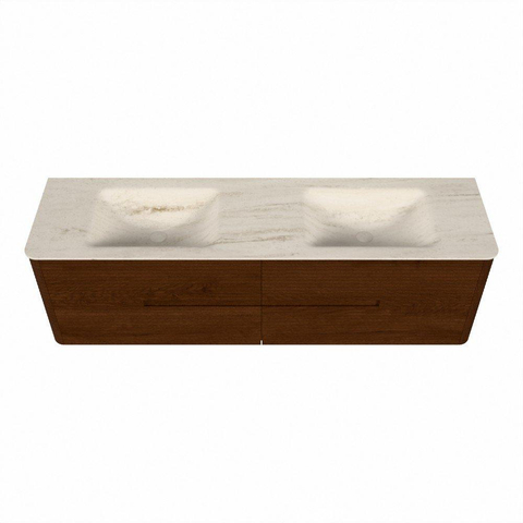 Mondiaz CIRO-DLUX Ensemble de meubles de salle de bains - 170x45x50cm - Plan vasque solid surface Meli - 2 lavabos double - 2 trous de robinet - 4 tiroirs - Ruby SW1531797