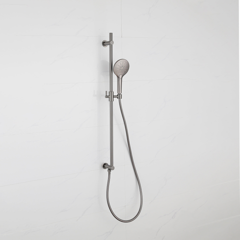 Fortifura Calvi Glijstangset - geïntegreerde - wandaansluitbocht - doucheslang metaal- - ronde handdouche - PVD - geborsteld gunmetal (antraciet) SW1210185