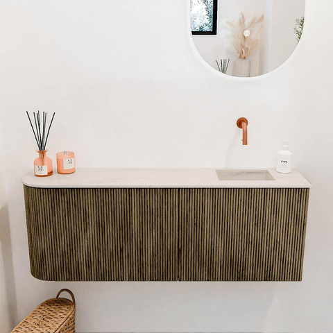 Mondiaz JOYA-DLUX 111.6cm toiletmeubel - ronding links kleur Dusk - Wastafel FAYE positie Rechts Zonder kraangat kleur Meli. SW1425860