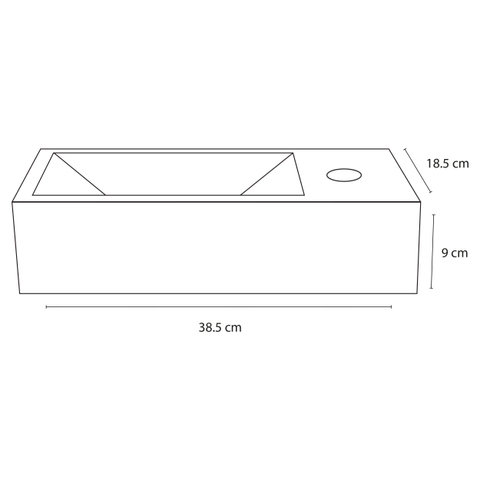 Differnz Ravo fonteinset - 38.5x18.5x9cm - Rechthoek - 1 kraangat - Gebogen matte goude kraan - beton lichtgrijs SW705471