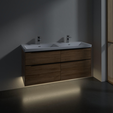 Villeroy & Boch Subway 3.0 Wastafelonderkast - met verlichting - 4 uittrekladen - 1272x576x478mm - Oak Kansas (mat hout) SW797170