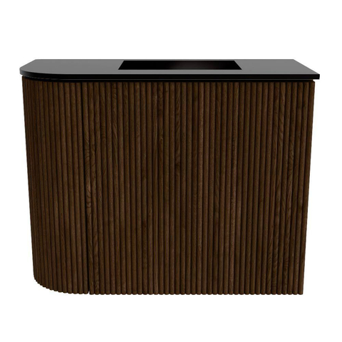 Mondiaz JOYA 51.6cm meuble de salle de bains - arrondi gauche couleur Walnut - Vasque FAYE position Droite Sans trou de robinet couleur Urban. SW1421360