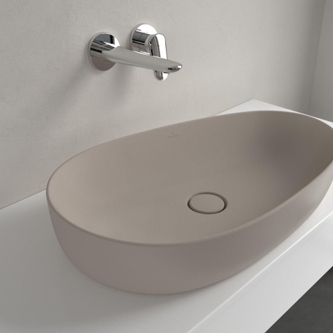 Villeroy & Boch Antao Opzetwastafel - 65x40x14.6cm CeramicPlus - zonder overloop - mat almond (beige) SW917988