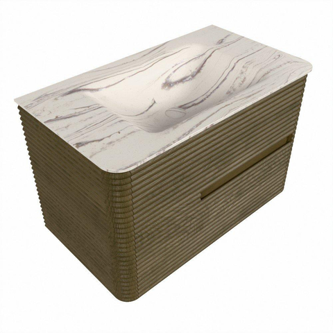 Mondiaz CIRO-DLUX Meuble de salle de bains - 80x45x50cm - Vasque en solid surface Nata - 1 lavabo au milieu - sans trous de robinet - 2 tiroirs - Dusk SW1533197