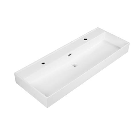 Saniclass Legend lavabo meuble - 120.5 × 47 × 12 cm - trop-plein - 1 vasque - 2 trous pour robinet - céramique - blanc brillant SW1472837