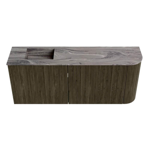 Mondiaz JOYA-DLUX 101.6cm toiletmeubel - ronding rechts kleur Shadow - Wastafel FAYE positie Links Zonder kraangat kleur Sombra. SW1425229
