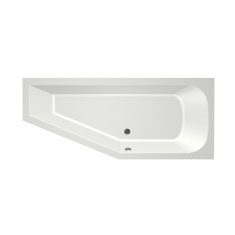 Xenz Lagoon Baignoire d'angle - 170x75x48 - bonde au milieu - Droite - Compact - acrylique - blanc mat SW102980