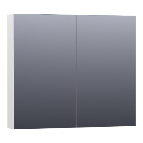 BRAUER Impress armoire de toilette – 80 x 70 x 15 cm – 2 portes, portes-miroir double face – Blanc haute brillance SW393092