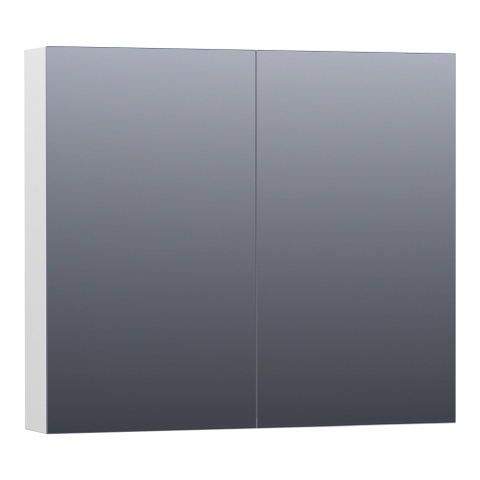 Saniclass Plain Spiegelkast - 80x70x15cm - 2 links/rechtsdraaiende spiegeldeuren - MDF - hoogglans wit SW393092