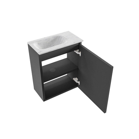 MONDIAZ TURE-DLUX Meuble WC 40 cm Dark Grey. EDEN lavabo Opalo position à gauche. Avec 1 trou de robinet. SW1104287