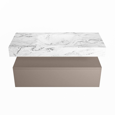 MONDIAZ ALAN - DLUX Badkamermeubelset - 110cm - onderkast - Smoke - 1 lade - vrijhangende wastafel - wasbak midden - 1 kraangat - Glace SW805831