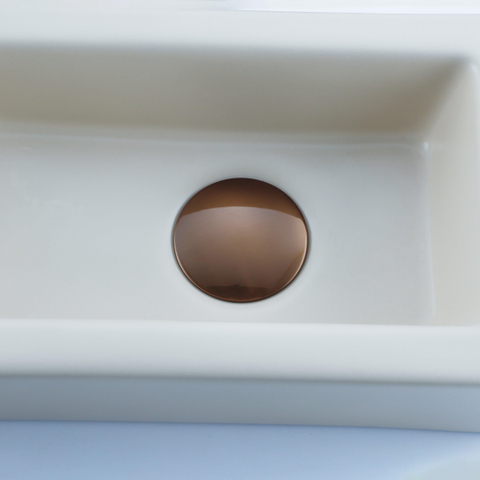 QeramiQ Fuente fonteinset – 37.5x18.5x9 cm – keramiek beige – kraangat links – geborsteld koperen kraan SW1232774