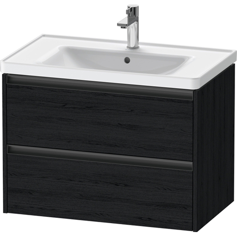 Duravit Ketho.2 Wastafelonderbouwkast - met 2 laden - 78.4x45.5x54.9cm - met grepen antraciet - eiken zwart mat SW772881