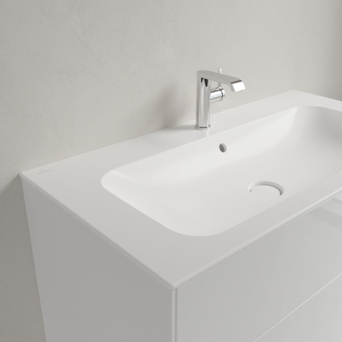 Villeroy & Boch finion meubelwastafel - 1 kraangat - 100x50cm CeramicPlus - met verdekte overloop - Stone White (mat wit) SW209577