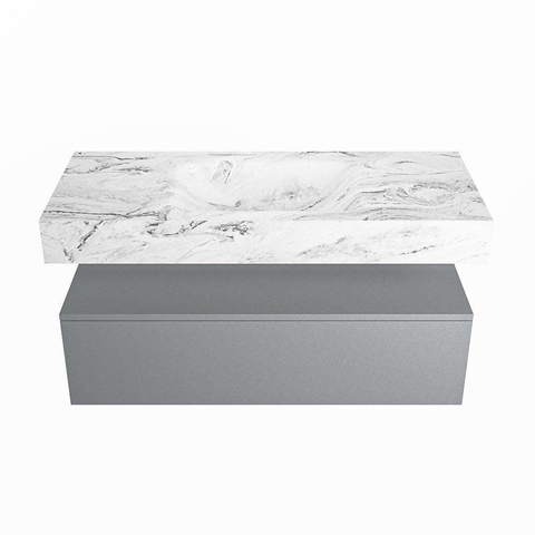 MONDIAZ ALAN - DLUX Badkamermeubelset - 110cm - onderkast - Plata - 1 lade - vrijhangende wastafel - wasbak midden - 1 kraangat - Glace SW805883