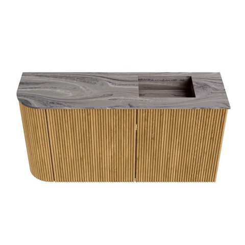 Mondiaz JOYA-DLUX 81.6cm toiletmeubel - ronding links kleur Oak - Wastafel FAYE positie Rechts 1 kraangat kleur Sombra. SW1424276