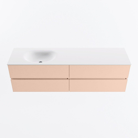 MONDIAZ Vica Ensemble meuble de salle de bains - 170cm - meuble bas rosee - 4 tiroirs - lavabo moon gauche - 1 trou de robinet - version haute 60cm - talc SW1080411