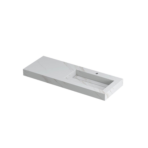 INK Pitch lavabo - 120x45x9cm - 1 vasque à droite - 1 trou de robinetterie - bonde céramique Calacatta mat SW693422
