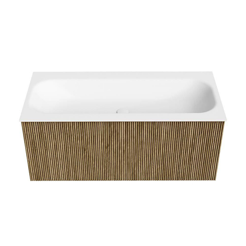 Mondiaz KURVE Badkamermeubelset - 100x46x40cm - 1 lade - wastafel solid surface - midden - zonder kraangat - Dusk SW1414779