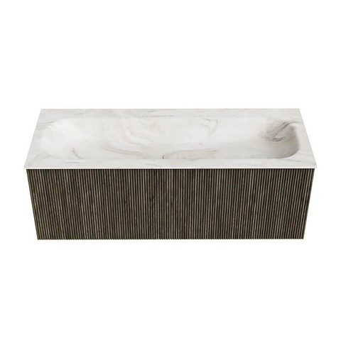 Mondiaz KURVE-DLUX Ensemble de meuble de salle de bains - 120x46x40cm - 1 tiroir - lavabo solid surface - central - 2 trous de robinet - Shadow SW1414493