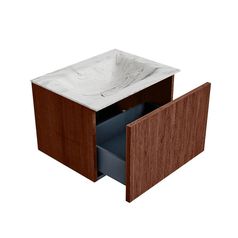 Mondiaz KURVE-DLUX Ensemble meuble de salle de bain - 60x46x40cm - 1 tiroir - vasque solid surface - centrale - sans trou de robinet - Ruby SW1415780