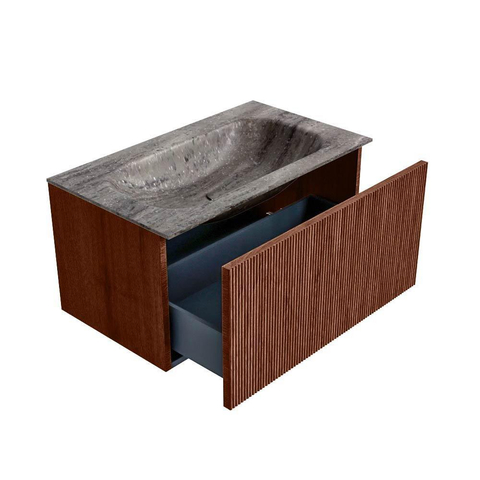 MONDIAZ KURVE-DLUX Meuble de salle de bains 80cm couleur Ruby avec 1 tiroir et 0 portes. Lavabo BIG SMALL Central 1 trou de robinet Oza. SW1432791