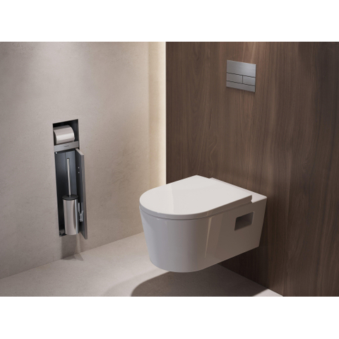 Hansgrohe XtraStoris Rock Porte-brosse WC - porte-rouleau - porte carrelable - brushed stainless steel SW1590310