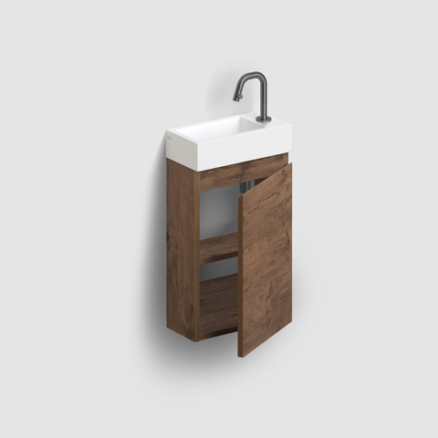 Clou InBe Meuble de lavabo pour toilettes - 36x55x18cm - droite - chêne foncé SW1209482