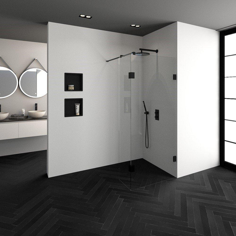 BRAUER Créer Douche à l'italienne - 90x200cm - sans profil - 40cm - paroi latérale - anti-calcaire - verre de sécurité 8mm - anthracite mat SW223907