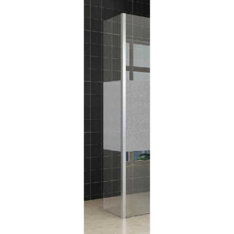 Wiesbaden Zijpaneel 35 x 200 cm met hoekprofiel voor inloopdouche chroom met 10 mm NANO ged.matglas SW95468