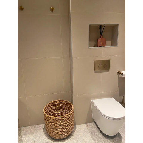 QeramiQ Push Metal Bedieningsplaat - voor Geberit UP320 inbouwreservoir - dualflush - ronde knoppen - metaal - messing geborsteld (goud) OUTLETSTORE STORE44256