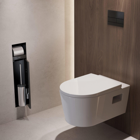 Hansgrohe XtraStoris Rock Porte-brosse WC - porte-rouleau - porte carrelable - noir mat SW1590299