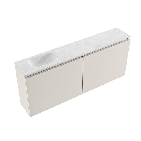 MONDIAZ TURE-DLUX meuble WC 120 cm Linen. EDEN vasque Opalo position à gauche. Avec 1 trou de robinet. SW1104396
