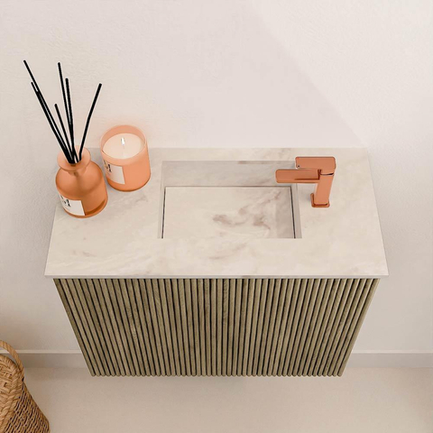 Mondiaz JOYA-DLUX 50cm toiletmeubel - kleur Dusk - Wastafel FAYE positie Rechts 1 kraangat kleur Frappe. SW1423040