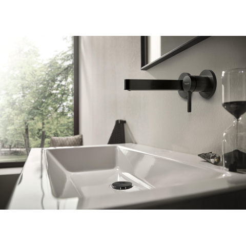 Hansgrohe Finoris Wastafelmengkraan - eengreeps - inbouw - voorsprong 22.8cm - afvoerplug - zwart chroom SW1388353