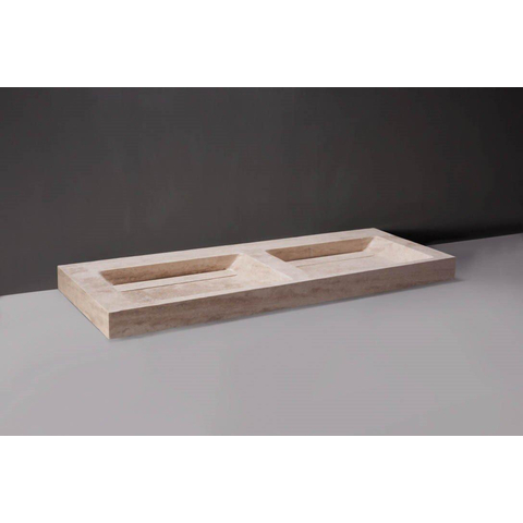 Forzalaqua Bellezza wastafel - 140.5x51.5x9cm - zonder kraangat - gezoet travertin (beige) SW67841