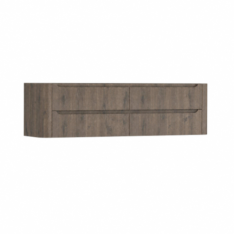 H&R Badmeubelen Juice Wastafelonderkast - 180x45x50cm - afgeronde hoeken - 4 lades - geïntegreerde greep - Tucson oak SW1491623