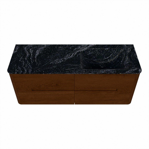 Mondiaz CIRO-DLUX Badkamermeubelset - 130x45x50cm - Solid surface wastafel Lava - 1 wasbak Rechts - zonder kraangaten - 4 lades - Ruby SW1531585